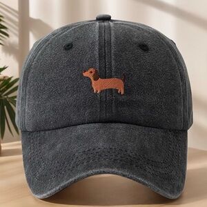 Weenie Dog Hat- Charcoal Dachshund Embroidered Cap 🐶